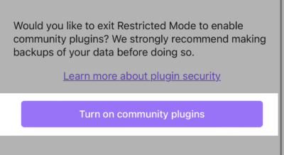 下部にあるTurn on community pluginsをクリック